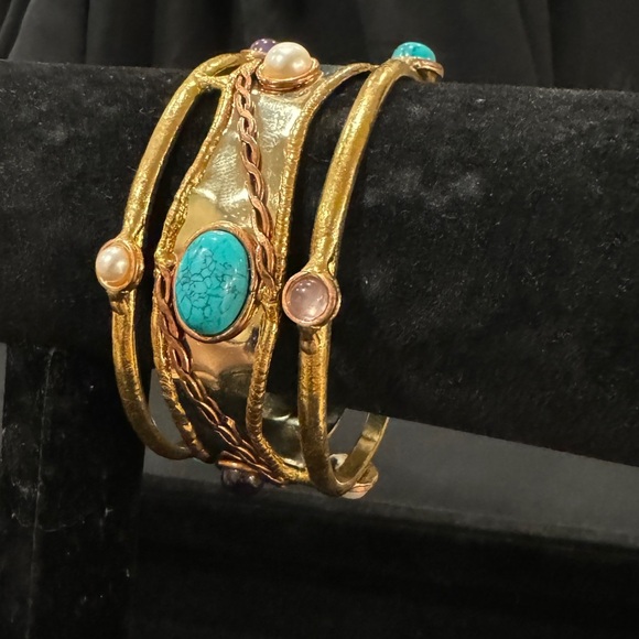 Stone Pearl Bangle Bracelet - Picture 8 of 13